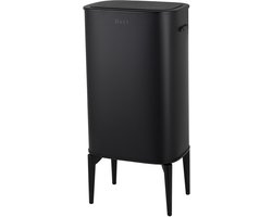 Bayt Prullenbak op pootjes - Prullenbak 60 Liter vuilniszakken - Vuilnisbak - Afvalbak - RVS - Zwart - 53L