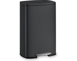 Bayt Prullenbak - Pedaalemmer 30 Liter -Prullenbak 30 Liter - Vuilnisbak 30 Liter - Prullenbak Afvalscheiding - Afvalbak- RVS - Zwart