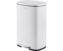 Bayt Prullenbak - Pedaalemmer 50 Liter -Prullenbak 50 Liter - Vuilnisbak 50 Liter - Prullenbak Afvalscheiding - Afvalbak- RVS - Wit