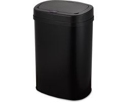 Bayt Prullenbak - Prullenbak 50 Liter - Prullenbak met Sensor - Vuilnisbak - Afvalbak - Metaal - Zwart