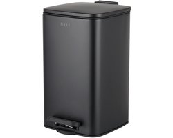 Bayt Prullenbak - Prullenbak 60 Liter - Pedaalemmer 60 Liter - Vuilnisbak 60 Liter - Afvalbak - RVS - Zwart
