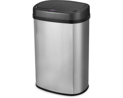 Bayt Prullenbak - Prullenbak 60 Liter - Prullenbak met Sensor - Vuilnisbak - Afvalbak - Metaal - Zilver