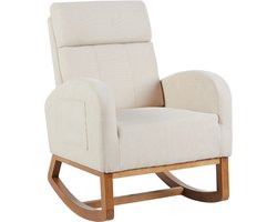 Bayt Schommelstoel - Fauteuil - Schommelstoel Babykamer - Voedingsstoel - Inclusief opbergvakje - Beige