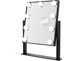 Bayt - Spiegel met Verlichting - Hollywood Spiegel met verlichting - Make up Spiegel met verlichting - Dimbaar - 10x Vergroting - 36 x 30 cm - Zwart