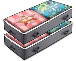 BayTay Opbergtas Onderbed - 2 Stuks - 70 Liter Inhoud - Opvouwbaar - Grijs