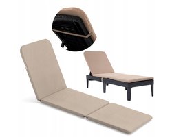 Bazkar Jaipur- Kussen voor tuinstoel - Ligbedkussen 190 x 60 cm - Waterafstotend - Beige