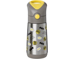 b.box Batman geïsoleerde waterfles voor kinderen - drievoudige wand van roestvrij staal - houdt dranken tot 8 uur koud en tot 6 uur warm - siliconen rietje met vrije doorstroming - drukknopopening - Drinkbekers - draaggreep -Drinkflessen - 350ml