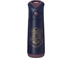 b.box Harry Potter geïsoleerde drinkfles, 500 ml roestvrij staal, drielaagse isolatie houdt dranken 15 uur koud en 8 uur warm, siliconen rietje, drukknopdeksel, handvat, BPA-vrij