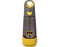 b.box Tritan Batman drinkfles en waterfles - Drinkbekers - voor kinderen met rietje en deksel, mors- en lekvrij - gemakkelijk vast te pakken driehoekige vorm - BPA-vrij - vaatwasmachinebestendig -ontwerp, fles voor school en op reis - 600 ml