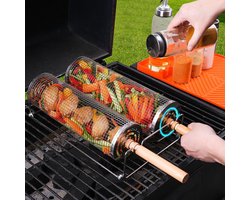 BBQ accesoires - 30CM Grillmand Barbecue - BBQ Rooster - grill apparaat - Buitengrill - Rotisserie - Campinggrill - Houtskoolgrill - RVS