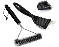 BBQ Accesoires - Barbecue Schoonmaakset - RVS - 2-in-1 Grillborstel - Duurzaam en Effectief - Voor Barbecues en Ovens