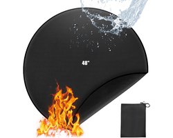 BBQ beschermmat hittebestendig 120 cm rond - Vuurvaste grillmat - Herbruikbare vloerbeschermer voor barbecue en terras - Hittebestendig tot 913°C