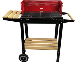 BBQ Collection Barbecue Houtskool - Houtskoolbarbecue met Wielen - Barbeque Verstelbaar Rooster en Windscherm - Barbecue met Zijtafel - Zwart