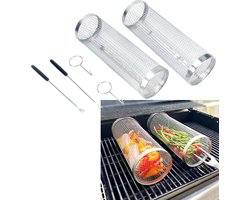 Bbq Grillmand LFGB (set van 2) - Barbecue Grillkorf voor vegetarisch grillen - Bbq Groentemand - Barbecue Accessoires - Grillrooster voor bbq - Bbq Gereedschap