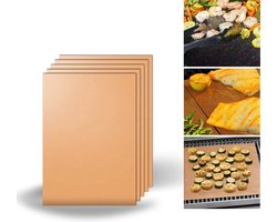 BBQ Grillmat - Grillmat Barbeque - GRATIS 5 BBQ gerechten in de mail! - Non-stick Grillmat - Koper - Barbeque Accessoires - Barbeque Grill Matje - Herbruikbaar - Oven Bakmat - Anti-aanbak - 5 Stuks