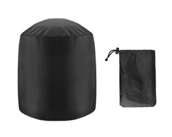 BBQ Hoes - Barbecue Beschermhoes - 190T zilver gecoat polyester taft - Universele - Met Opbergtas - Waterdicht - Bescherming tegen de zon - Stofdicht - Grillhoes Buiten - Ronde Barbecue hoes - Barbecue-afdekhoes - Weerbestendig - 58*77cm - Zwart