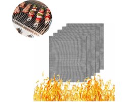 BBQ mat--Set van 5- Bakmatten- BBQ Grill Mat-Ovenmat-Bakplaat grillmat -BBQ rooster-Anti aanbak-Barbecue-Ovenbeschermer-BBQ Accessoires -BBQ beschermer-40x33cm
