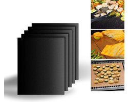 BBQ Oven Bakmat - Set van 5 - Bakmat Oven- Non-stick bakmat - Ovenmat - Zwart - Barbeque Accessoires - Bakmatten - Herbruikbaar - Oven Bakmat - Anti-aanbak