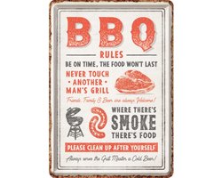 BBQ Rules. Metalen Postcard 10 x 14 cm.