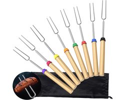BBQ spiezen (10x) | UITSCHUIFBAAR tot 80 cm | Barbeque grillspiezen / vleespennen / vleesspies / vleesvork | Marshmallow spiezen | BBQ accessoires
