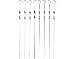 BBQ spiezen - 8x stuks - RVS - 38 cm - vleespennen voor vlees - barbecue accessoires