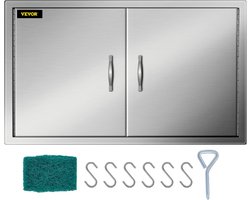 BBQ Toegangsdeur Dubbele Deur Buitenkeuken 99x66 cm Roestvrij Staal Zilver