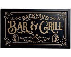 BBQ wanddecoratie - Barbecue - BBQ accessoires - 44x25cm - Mancave - Vintage - Wand decoratie met omlijsting - Wanddecoratie - Muurdecoratie - Wanddecoratie woonkamer - Hout - Restaurant - Kroeg - Bar - Café - Horeca - Vaderdag