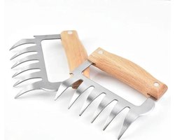 BBQBuddies Vlees Klauwen Hout – Meat Claws voor Pulled Pork, Kip & BBQ – Vlees Shredder met Houten Handvatten