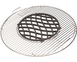 BBQNOVATION BBQ Systeem Set 57 cm – RVS Barbecuerooster met Gietijzeren Sear Grate – GBS / Gourmet BBQ System – Compatibel met Weber, Napoleon, Landmann, Cadac & Char-Broil Kogelbarbecue