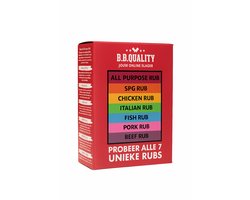 BBQuality BBQ Rub Proefpakket - 7 verschillende BBQ rubs - BBQ cadeau - All Purpose, Pork, Beef, Chicken, SPG, Fish, Italian
