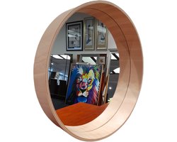 BD ART Fuma Serie - Ronde Spiegel - 50 cm - Natuurlijke Sklejka - Veiligheidsfolie