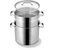 BE Living 3-delige RVS Pastapan - Ø 24 cm - 7,5L - Kookpan met Deksel - PFAS-vrij - Inductie Pan - Stainless Steel Kookpot - Vita Serie