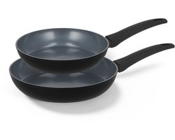 BE Living Delight 2-delige Koekenpannenset - Ø 24 & 28 cm - Keramisch - PFAS vrij - Inductie - Zwart