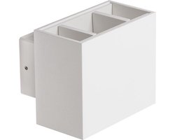 BE0003W - Berla - LED Wandlamp – 2700K 6W – Vierkant – Up Down Verlichting – Buitenverlichting – Spatwaterdichte LED verlichting – Wit – Muurlamp – Tuin Verlichting – Wandspot – Sfeerverlichting