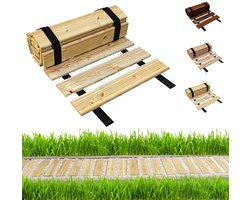 be4nature tuinpad hout 30 x 600 cm lichtbruin – oprolbaar, larikshout, antislip, flexibel, ideaal voor tuin en terras