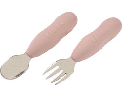 Béaba Bestekset – Leren Eten voor Peuters – Ergonomische Lepel en Vork – BPA-vrij – Antislip – Vanaf 12 Maanden