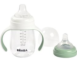 Béaba Drinkbeker Baby - 2-in-1 Oefenbeker - 100% Lekvrij - 4+ Maanden - Groen - 210 ml