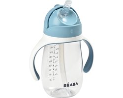 Béaba Drinkbeker - Rietjesbeker 300 ml - Lekvrij - Verwijderbare Handvatten - Vanaf 8 Maanden - Blauw