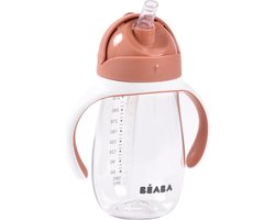 Béaba Drinkbeker - Rietjesbeker 300 ml - Lekvrij - Verwijderbare Handvatten - Vanaf 8 Maanden - Terracotta