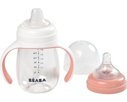 Béaba Leerbeker - 2-in-1 Meegroeibeker - 210 ml - Lekvrij & Verwijderbare Handvatten - Roze