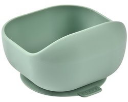 Béaba Siliconen Kom - Kinderservies - Voor Baby's en Peuters - Met Zuignap - BPA-vrij - Magnetron- & Vaatwasserbestendig - Sage Green
