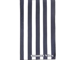 Beach Club Strandlaken Summer Vibes - Antraciet - 100x180 cm - Microvezel Handdoek - Badlaken - Reishanddoek Sneldrogend