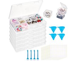 Bead Organizer Box Set, 90 Stks Clear Bead Storage Containers 15 Grids Clear Plastic Opbergdozen met scharnierende Deksels en Etiketten Mini Craft Case voor Sieraden, Zaden, Nail Art
