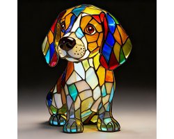 Beagle met grote oren - op batterijenTafellamp - Retro Tafellamp -3D Dieren Nachtlampje - 17cm - LE3D Licht Ornament