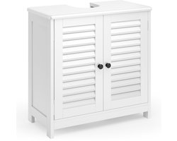 Bealife AP01 Badmeubel - Badmeubel met 2 Lamellendeuren - Verstelbare Plank - Badkamermeubel - 60 x 30 x 60 cm - Wit