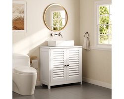 Bealife AP01 Wastafelkast - Badmeubel met 2 Lamellendeuren & Verstelbare Plank - 60x30x60 cm - Wit