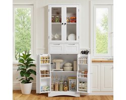 Bealife AP103 Keukenkast Opslagkast - Hoge Opbergkast - Grote zelfstandige keukenkast met acryl deuren - Geschikt voor kantoor, woonkamer en keuken - 170 x 60 x 30 cm (HxBxD) - Wit