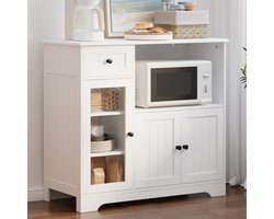 Bealife AP110 Kast - Opbergkast met 1 Lade, 3 Deuren en Stroomkabeldoorvoer & Verstelbare Planken - Wit