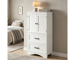 Bealife AP116 Opbergkast met 2 Laden en 2 Deuren – Verstelbare planken – Geschikt voor kantoor, badkamer of slaapkamer – Wit