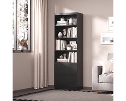 Bealife AP130 Boekenkast – Staand Open Kast met 2 laden – 60×34×180 cm – Zwart